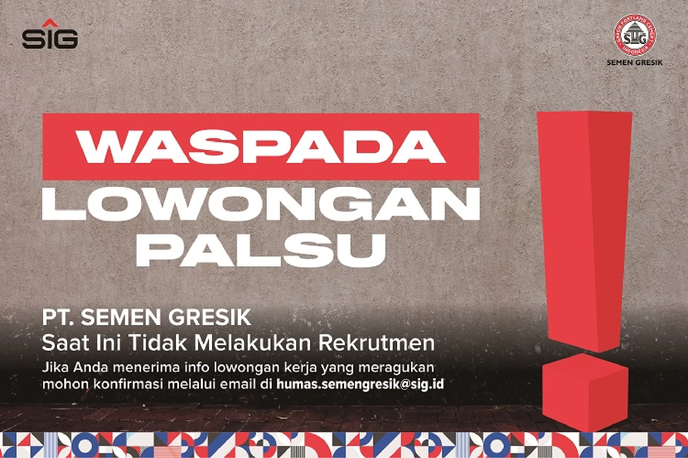 WASPADA REKRUTMEN PALSU MENGATAS NAMAKAN SEMEN GRESIK